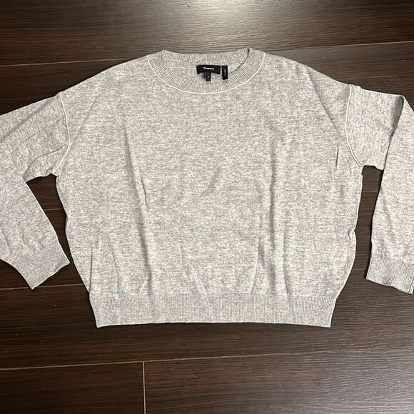 COPY - Theory Criselle 100% Merino Wool Crew Sweater, Gray, Size P - Picture 9 of 9